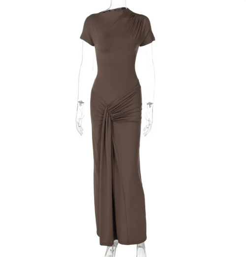 Amorha Pleated Lace-Up Midi Dress