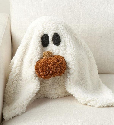 Cozy Ghost Pumpkin Throw Pillow