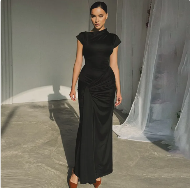 Amorha Pleated Lace-Up Midi Dress